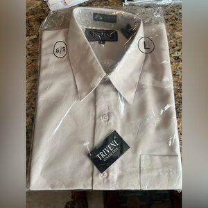Triveni Collection Light Beige Button-Up Shirt short sleeve sz L
